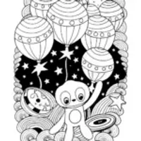 Huggy Wuggy’s Starry Space Adventure Coloring Page
