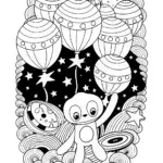 Huggy Wuggy’s Starry Space Adventure Coloring Page