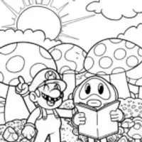 Mario and Toad’s Mushroom Maze Adventure Coloring Page