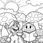 Mario and Toad’s Mushroom Maze Adventure Coloring Page