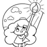 Whimsical Sky Painter Coloring Page
