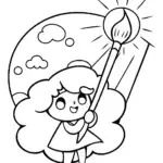 Whimsical Sky Painter Coloring Page