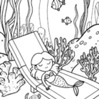 Mermaid Spa Day Coloring Page