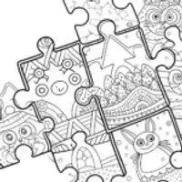 Huggy Wuggy’s Puzzle Piece Journey Coloring Page