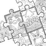 Huggy Wuggy’s Puzzle Piece Journey Coloring Page