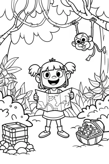 A coloring page of Gabby’s Adventurous Treasure Hunt Coloring Page