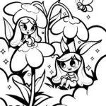 Bratz Dolls in a Dreamy Garden Coloring Page