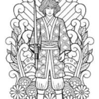 Demon slayer with elemental spirits coloring page