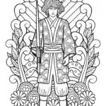Demon slayer with elemental spirits coloring page