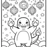 Charmander’s Magical Lantern Festival Coloring Page