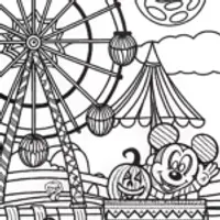 Mickey Mouse and Friends Haunted Carnival Coloring Page