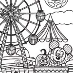 Mickey Mouse and Friends Haunted Carnival Coloring Page