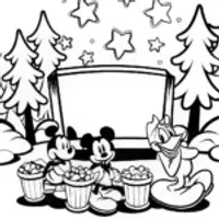Mickey Mouse Outdoor Movie Night Coloring Page