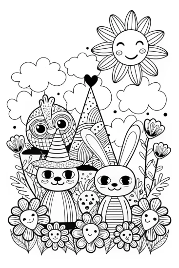 A coloring page of JJ’s Magical Garden Party Coloring Page