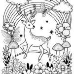 Rainbow Dreams with the Playful Deer Coloring Page