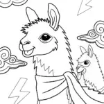 Lightning Llamas in a Flashy Adventure Coloring Page