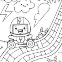 Lightning Bolt’s Racing Adventure Coloring Page