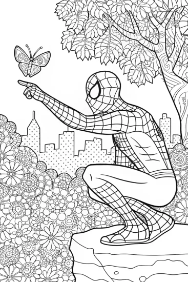 A coloring page of Miles Morales: Nature’s Guardian Coloring Page
