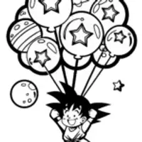 Goku’s Galactic Balloon Adventure Coloring Page