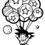 Goku’s Galactic Balloon Adventure Coloring Page