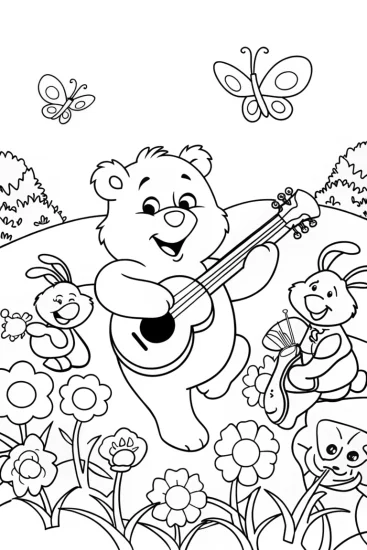 A coloring page of Care Bears Musical Adventure Coloring Page
