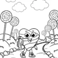 Heart Character Candy Land Coloring Page