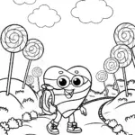 Heart Character Candy Land Coloring Page