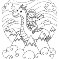 Ninja Riding a Dragon Coloring Page