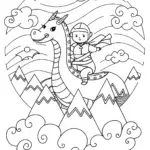 Ninja Riding a Dragon Coloring Page