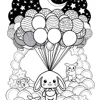 Cinnamoroll’s Starry Balloon Adventure Coloring Page