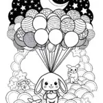 Cinnamoroll’s Starry Balloon Adventure Coloring Page