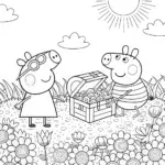 Peppa Pig’s Garden Treasure Hunt Coloring Page