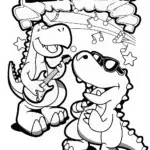 Dino Rock Band Extravaganza Coloring Page