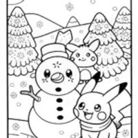 Pikachu Winter Wonderland Coloring Page