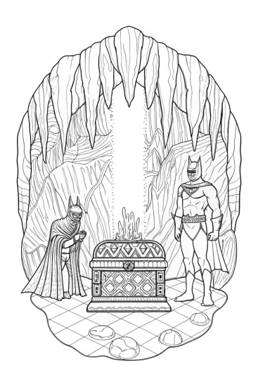 A coloring page of Batman and the Puzzle of the Lost Artifacts Coloring Page