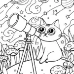 Cosmo the Cat Astronomer Coloring Page