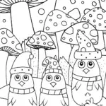 Chickens on a Quest for Magical Feathers Coloring Page