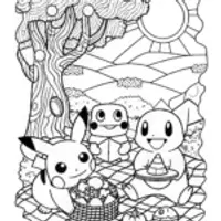 Pokémon Picnic Party Coloring Page