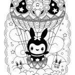 Kuromi’s Dreamy Balloon Adventure Coloring Page