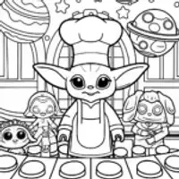 Baby Yoda’s Cosmic Cooking Class Coloring Page