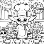 Baby Yoda’s Cosmic Cooking Class Coloring Page