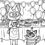 Kuromi’s Magical Mask-Making Party Coloring Page