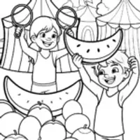 Summer Fruit Carnival Coloring Page