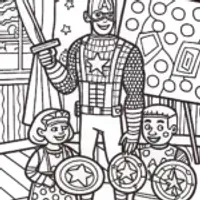 Captain America’s Art Adventure Coloring Page