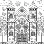 Butterfly Castle Adventure Coloring Page