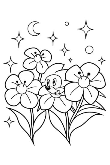 A coloring page of Sonic’s Galactic Garden Coloring Page