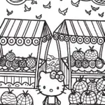 Hello Kitty’s Enchanted Market Coloring Page