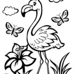 Flamingo Floral Parade Coloring Page