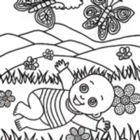 Baby’s Enchanted Butterfly Journey Coloring Page