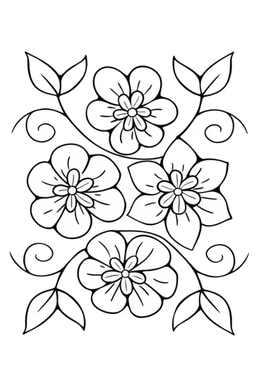 A coloring page of Whimsical Flower Mosaic Coloring Page